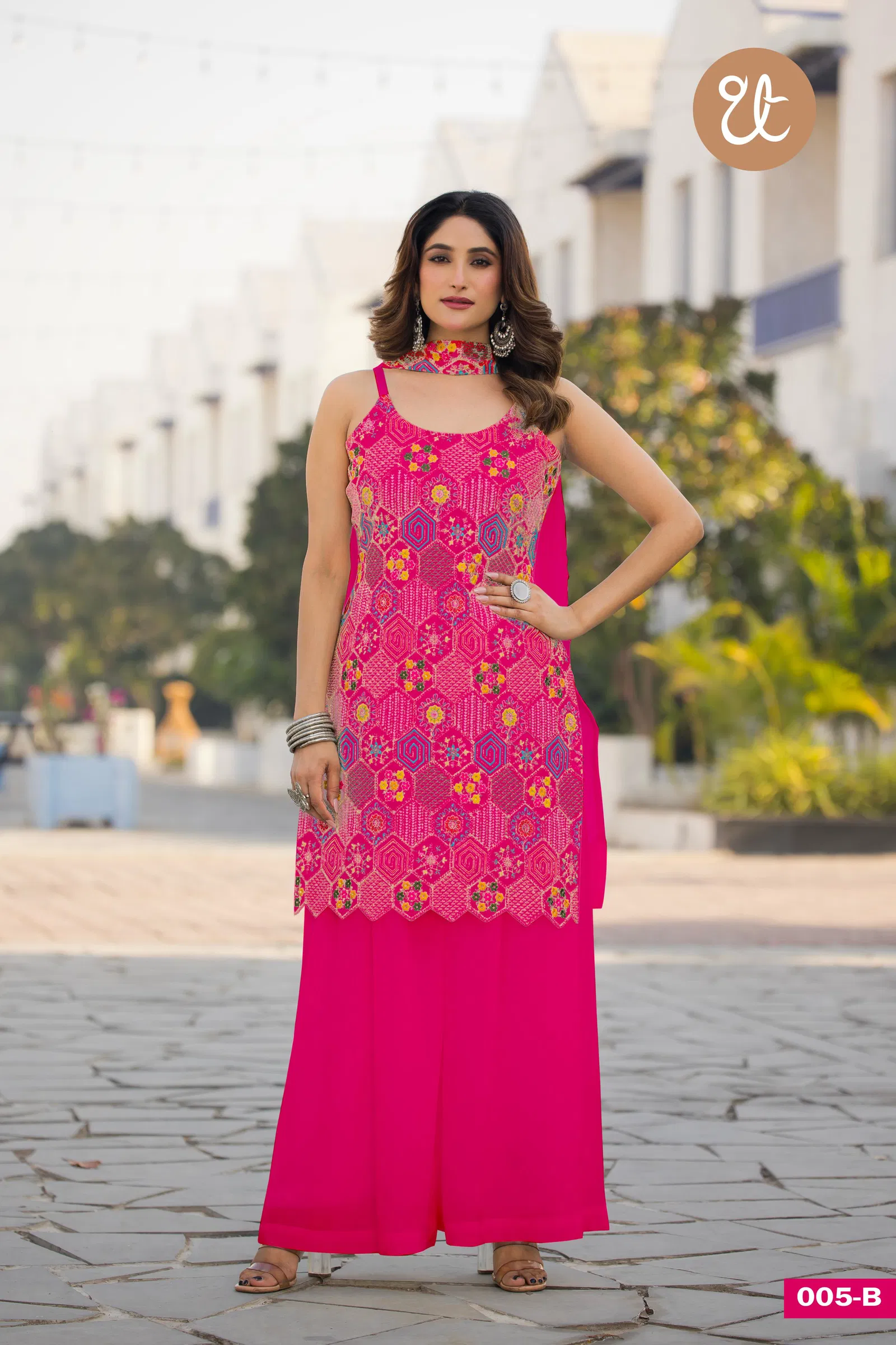 Tt 005 A to D Chinon Embroidery Readymade Suits Orders In India